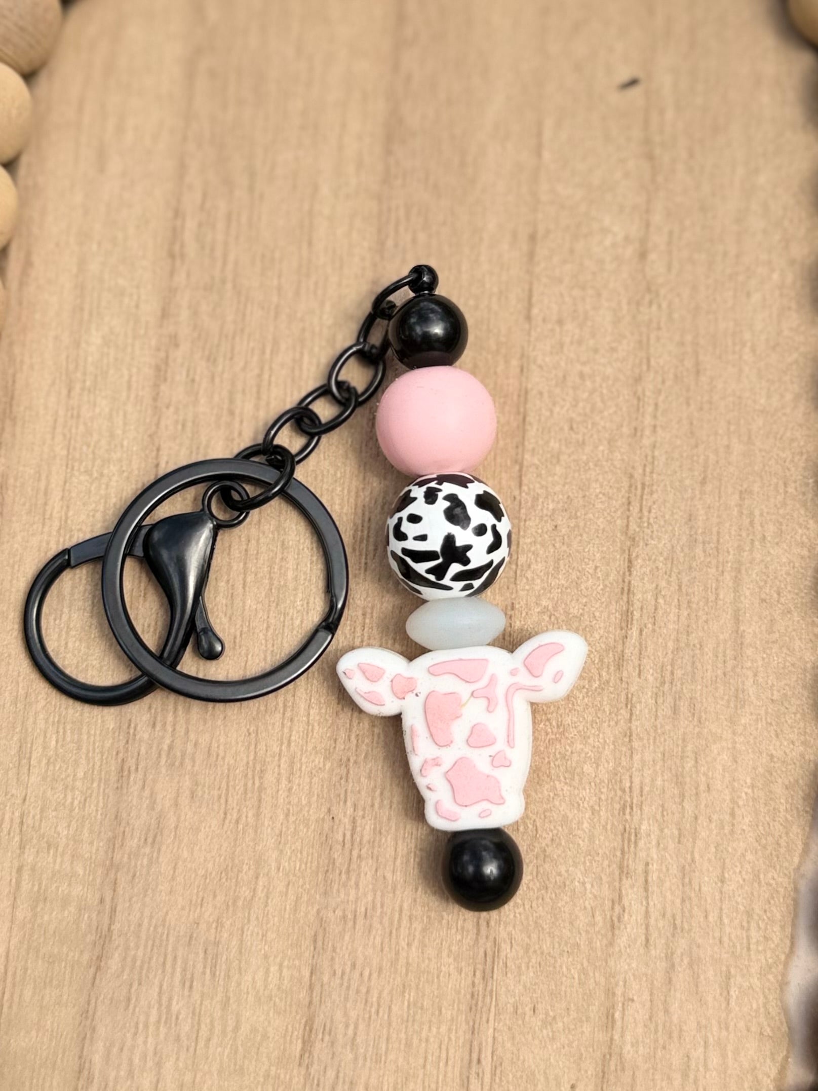 Pink Cow Keychain