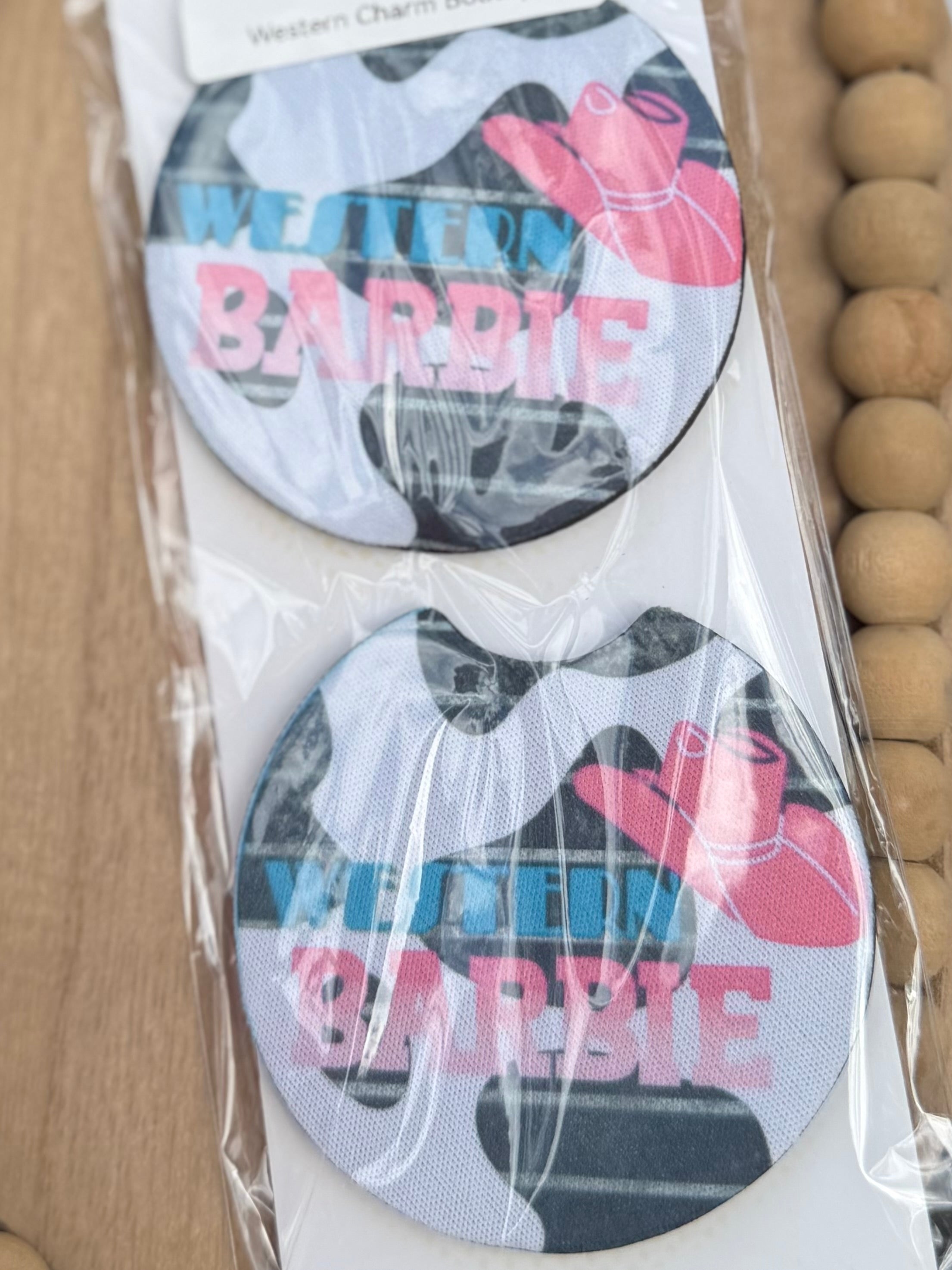 Western Barbie Car Coasters